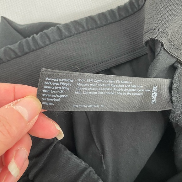 EILEEN FISHER ORGANIC COTTON ELASTIC WAIST SLIM PULL-ON PANTS SIZE S/P Black - Picture 7 of 8